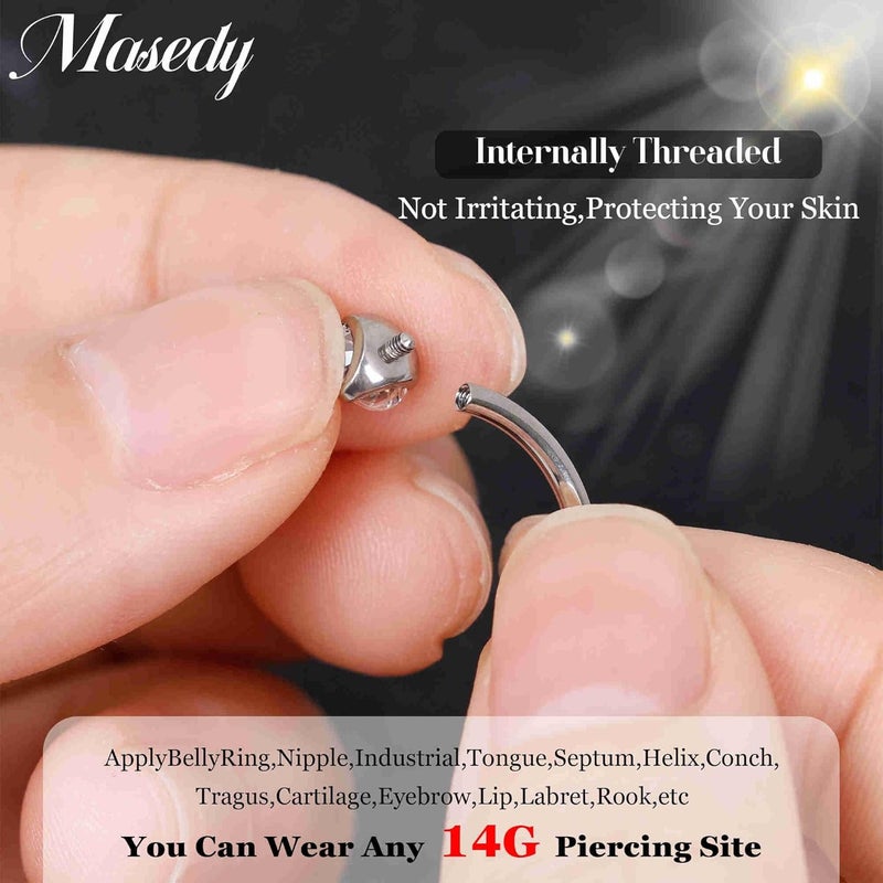 Masedy 3PCS 14G Titanium Replacement Balls for Piercing Internally Threaded Belly Button Piercing CZ Nipple Tongue Industrial Ring Top Piercing Jewelry Parts 5mm - Image 3